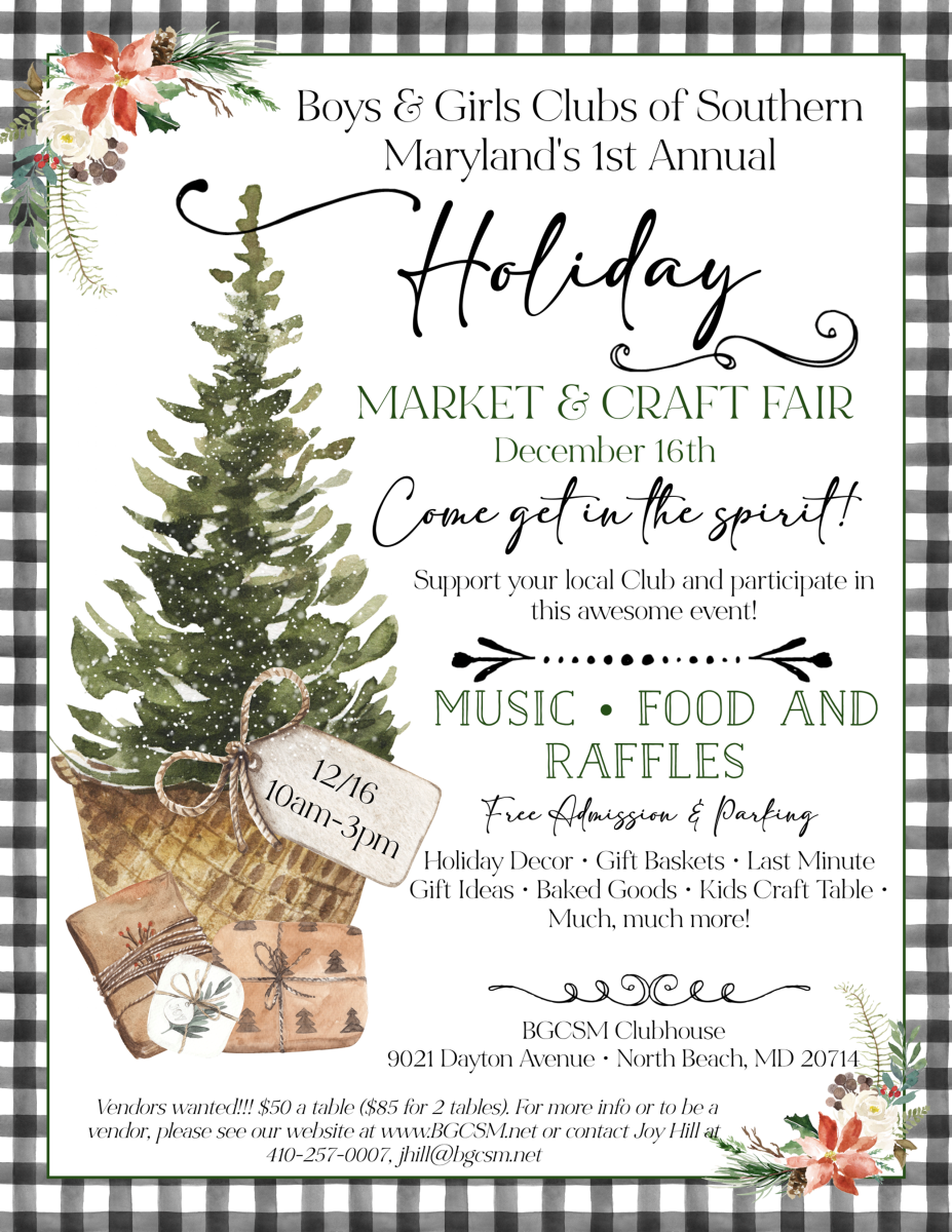 Flyer for boys and girls club 1st annual holiday market and craft fair
