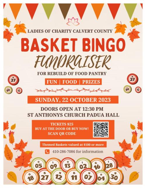 Ladies of Charity Basket Bingo flyer