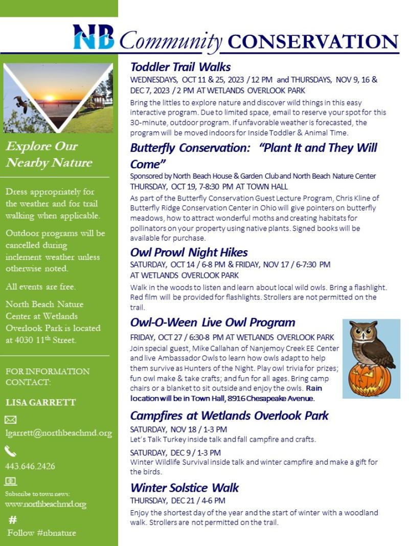 Community Conservation fall and winter event flyer.