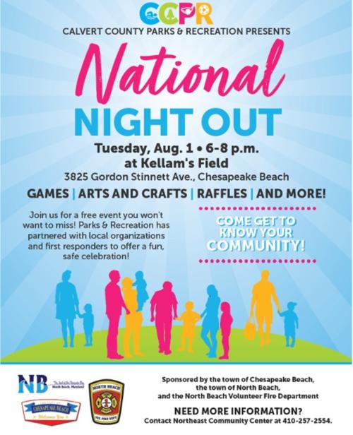 National Night Out flyer with colorful images and text.