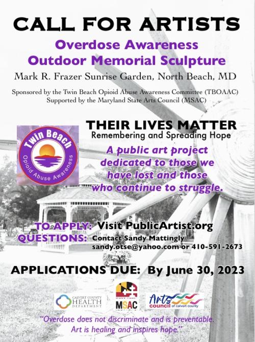 Call for artists flyer RFQ - &quot;Their Lives Matter&quot; - Overdose Awareness Memorial Sculpture