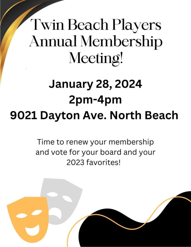 TBP annual membership meeting flyer.