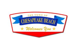 Chesapeake Beach logo of red white and blue with the words Chesapeake Beach Welcomes You.
