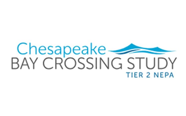 Chesapeake Bay Crossing Study logo with blue and dark grey letters.