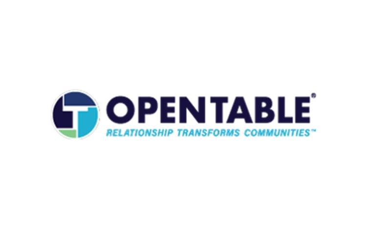 Open Table logo dark blue letters that say Open Table.